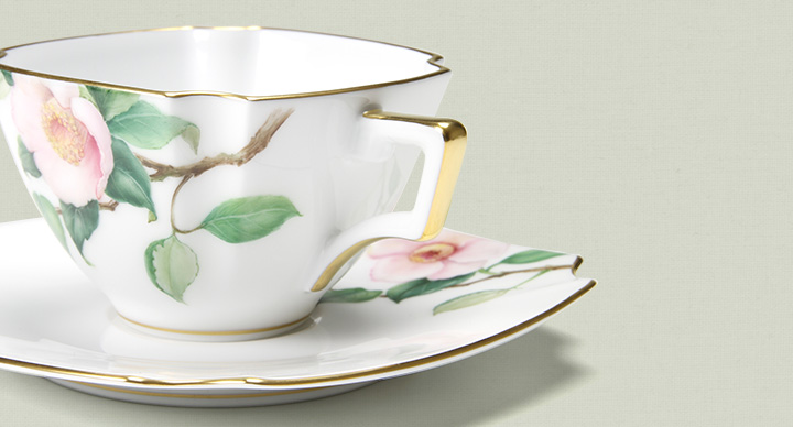 大倉陶園 「新日本の雅」より 茶花シリーズ 白椿 碗皿（カップ＆ソーサー） 108C／E152